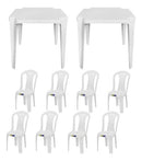 Kit 2 Mesas E 8 Cadeiras Branca Igreja Jardim Bar Resistente